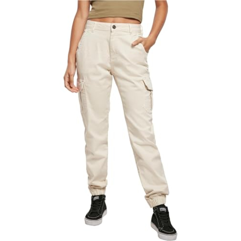 Urban Classics Cargobroek voor dames met hoge taille, witzand., 27