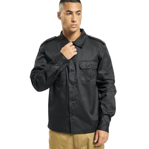 Brandit US Long-Sleeved Shirt Longsleeve zwart 5XL 80% polyester, 20% katoen Basics
