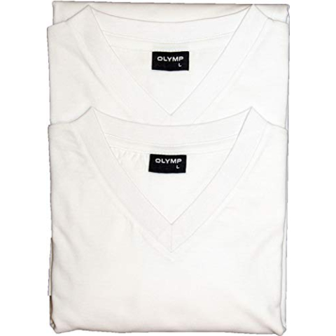 Olymp Heren T-shirt V-hals 2-pack - wit - XXXX-Large