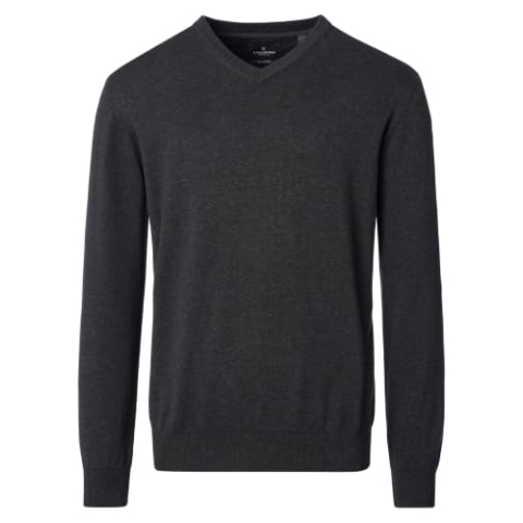 CASAMODA Herentrui met V-hals, effen, elastische tailleband, Grijszwart, 4XL