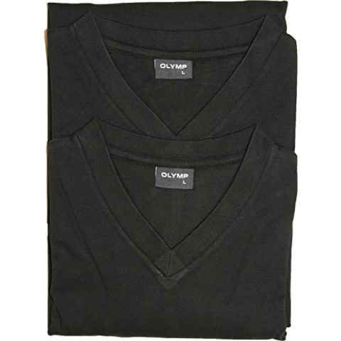OLYMP T-shirt dubbelpak V-hals wit, zwart, 4XL Kort