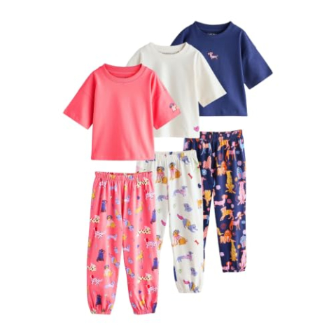 NEXT Meisje Set van 3 pyjama's met joggingbroek Navy/Red 140