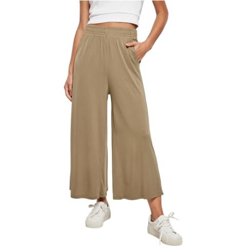 Urban Classics Dames Modal Culotte stoffen broek oudroze, Kaki, L