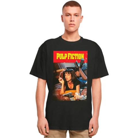 Merchcode Heren T-shirt Pulp Fiction Poster Oversized Tee, Oversized Fit, Katoen 100%, M, zwart, M