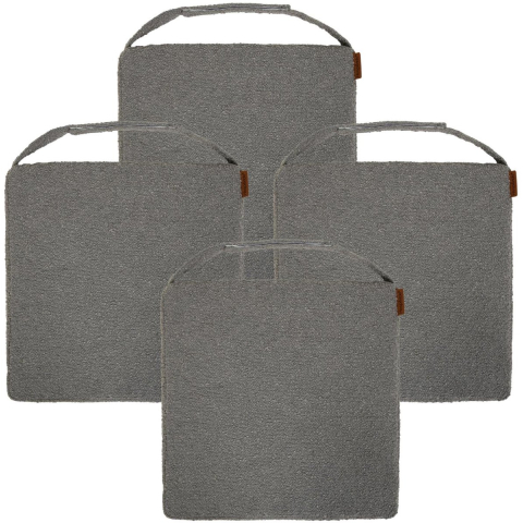 Hespiride stoelkussen Sofia - 4x - 40 x 40 x 4 cm - donkergrijs - boucle - binnen/buiten -
