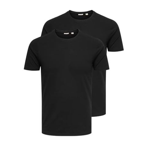 ONLY & SONS Basic Slim T-shirt, verpakt per 2 stuks, zwart, XL