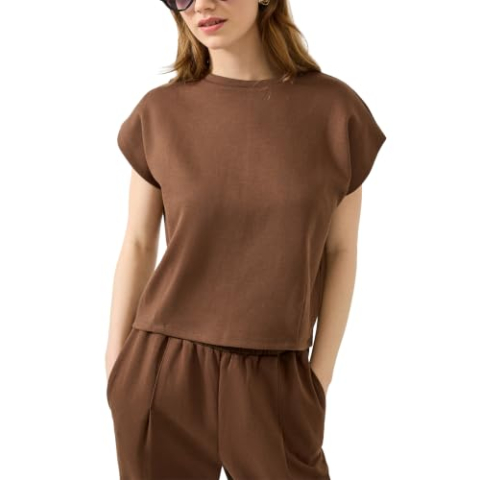 QS T-shirt van interlockjersey, 8922_bruin, S