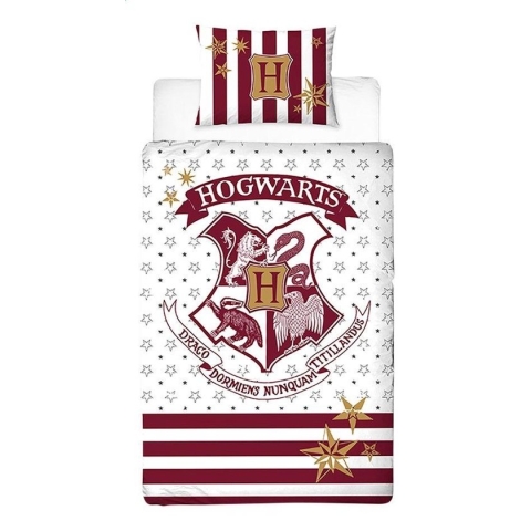 Harry Potter - Dekbedovertrek - Eenpersoons - 140x200 cm + 1 kussensloop 65x65 cm - Wit