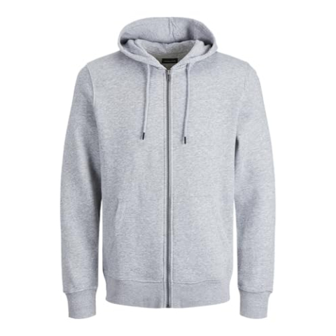 JACK & JONES Mannelijk jack met capuchon plus size effen jas, lichtgrijs gem., 5XL Grote maten