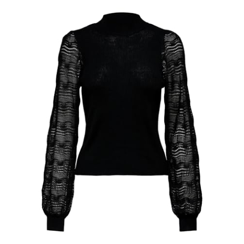 Onlannelina Ls Highneck Knit, zwart, S