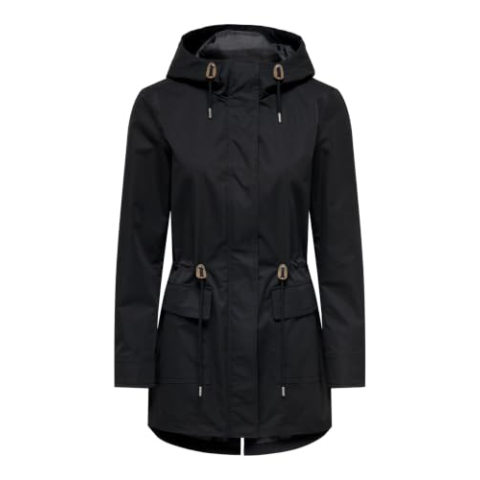 ONLY OnLLouise overgangsjas voor dames, parka, lichte jas met capuchon, zwart, XS