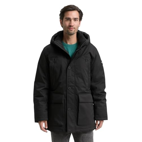 TOM TAILOR 1046972 Arctic parka voor heren met afneembare capuchon, 29999 - Black, L