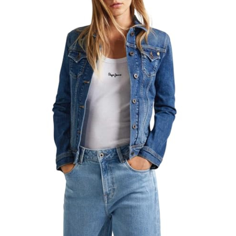 Pepe Jeans Dames Thrift Jacket, Blauw (Denim-ht7), XS