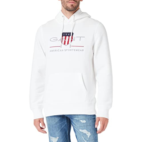 GANT REG Archive Shield Hoodie voor heren, eggshell, standaard, Eggshell., 5XL