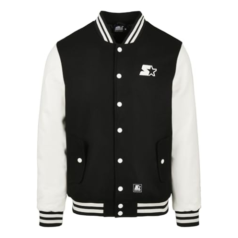 STARTER BLACK LABEL Heren Starter College Jacket, zwart/wit, L