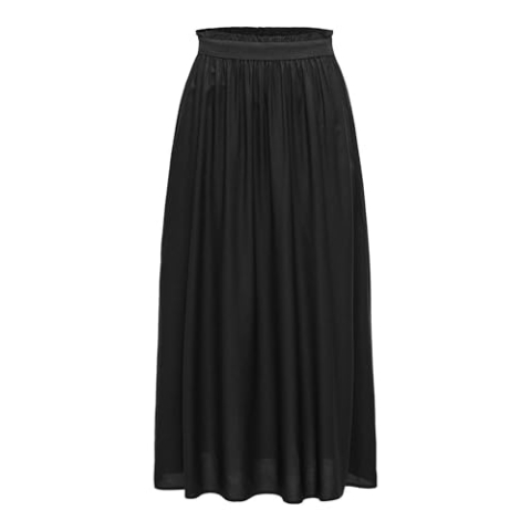 ONLY Onlend-lange rok voor dames, geplooide rok, zwart, L