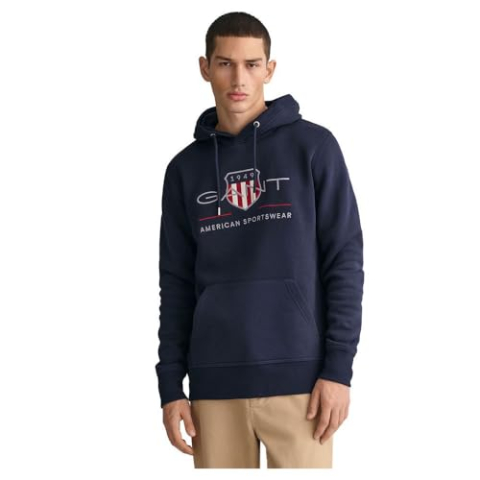GANT REG Archive Shield Hoodie voor heren, evening Blue, standaard, evening blue, M