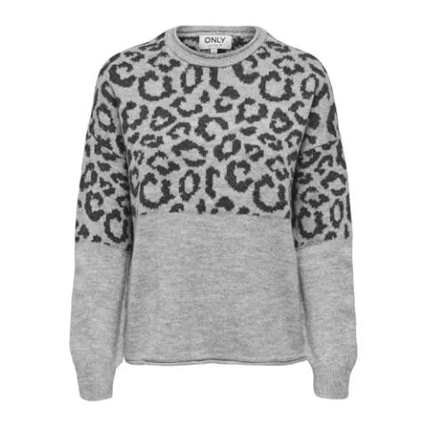 Onljade Animal Ls O-Neck KNT Noos, lichtgrijs gem., L