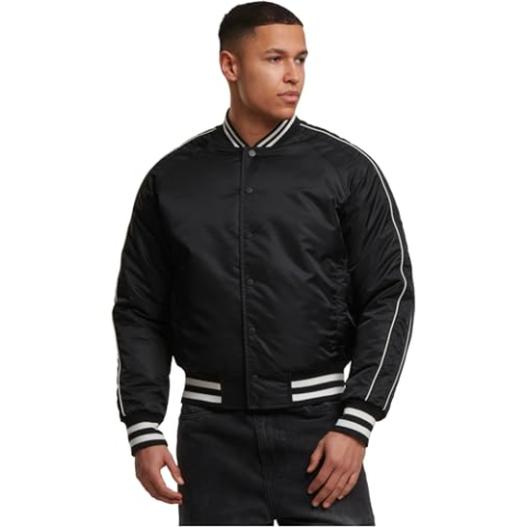 Urban Classics Heren Tb7331-racer bomberjack, zwart, L, Zwart, L