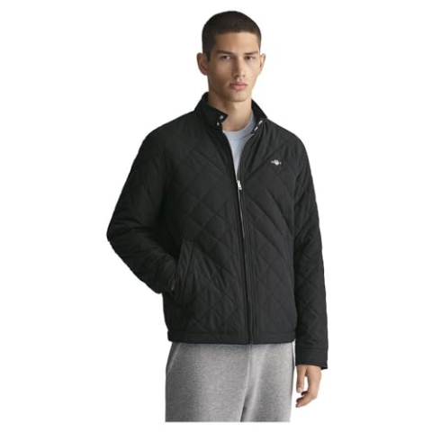 GANT Herenjas, quilted windcheater, zwart, standaard, zwart, XL