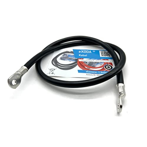 eXODA Batterijkabel 50 mm² 100cm koperen stroomkabel met ringogen M8 rood