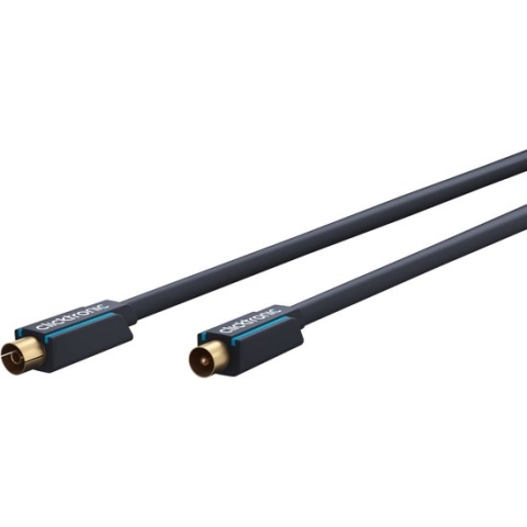Clicktronic Antenne Aansluitkabel [1X Antennestekker 75 ? - 1X Antennebus 75 ?] 5 M 95 Db Vergulde Steekcontacten Met Ferrietkern Blauw
