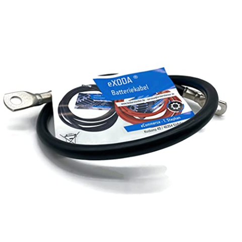 eXODA Batterijkabel 50 mm² 75cm koperen stroomkabel met ringogen M10 rood