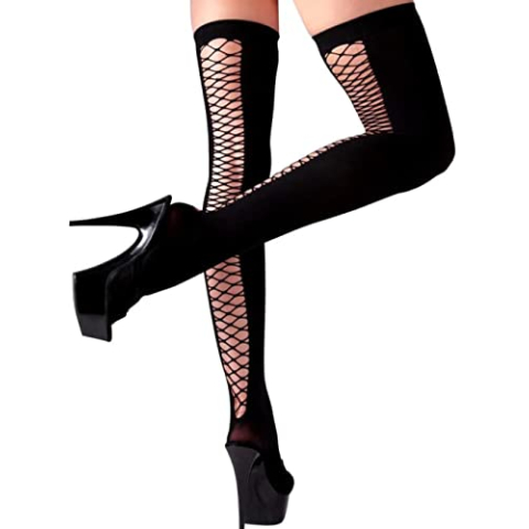 Cottelli LEGWEAR Dijhoge netto kousen m/l Zwart