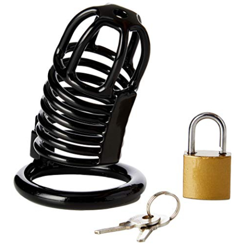 Black Label roestvrij staal Black Spiral Chastity Cage, 400 g