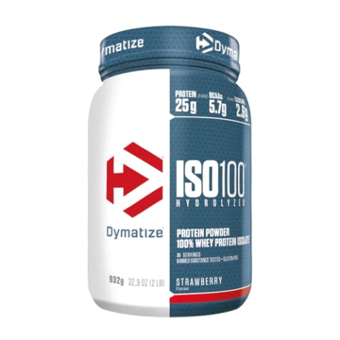 Dymatize ISO 100 Hydrolyzed Strawberry 932g - Poeder met weiproteïne-hydrolysaat + -isolaat