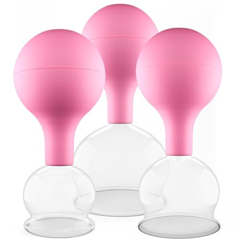 Pulox cuppotten set van echt glas diverse maten en kleuren (set van 3 groot, roze)
