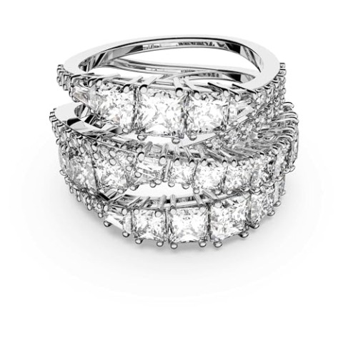 Swarovski Twist Wrap ring, Verschillende slijpvormen, Wit, Rodium toplaag