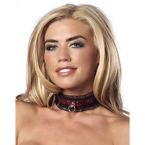 Rimba Bondage Play Ketting met satijnen effect Zwart/Rood One Size