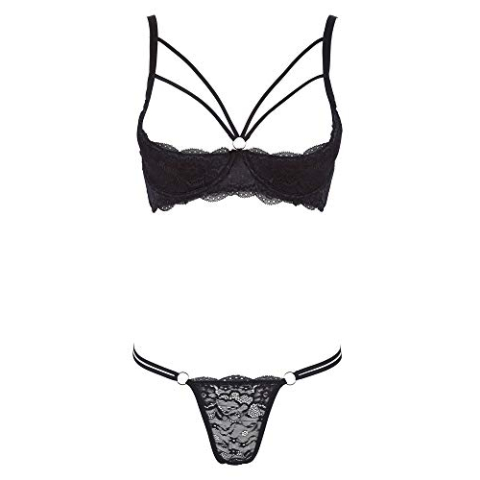 Cottelli LINGERIE Plank-bh en string Zwart 85C/L