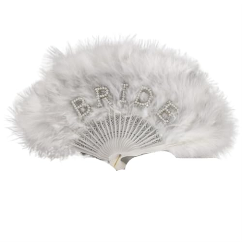 Struisvogel Marabou Feather Hand Fan, Bruidsbruiloft Folding(White)