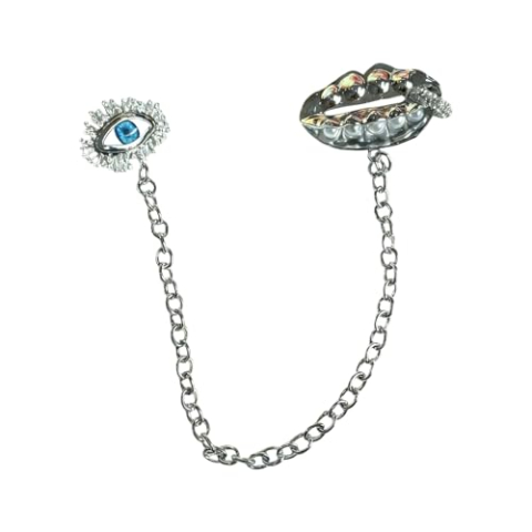 Gothic Devil Eye Peasecod Broche met ingewikkelde kettingdetails en parelsaccent voor dames Dames Retro Peasecod Badge Pin