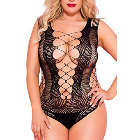 Elegante Body Van Netstof En Kant - Zwart