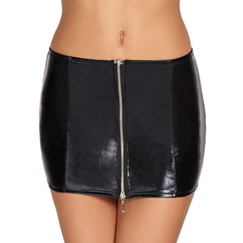 7 Heaven CHONE Short Wetlook ritssluiting rok - zwart - S