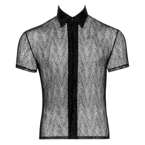 Svenjoyment Shirt van zacht elastisch kant voor heren Zwart XL