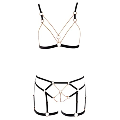 Cottelli LINGERIE Beha set glamour Zwart/Roze Goud