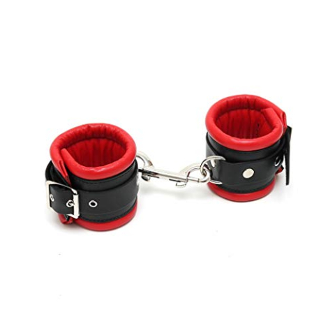 Rimba Bondage Play Gevoerde enkelboeien Zwart/Rood One Size