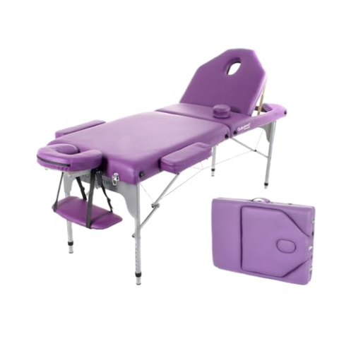 QUIRUMED Inklapbare massagemat van aluminium, 186 x 66 cm, overtrokken 14 cm, violet