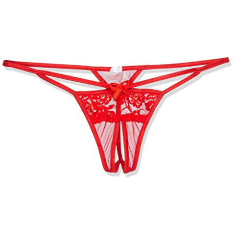 SoftLine G-String van kant met sierstrik, rood, S-L, 1 stuk