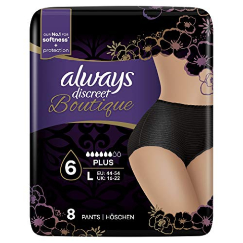 Always Discreet Boutique Broek Plus (Zwart) Large - Case Saver (2 Packs van 8)