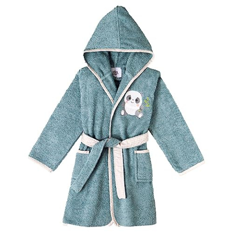 Kinderbadjas blauw 100% katoen Oeko-Tex® - maat: 6-8 jaar