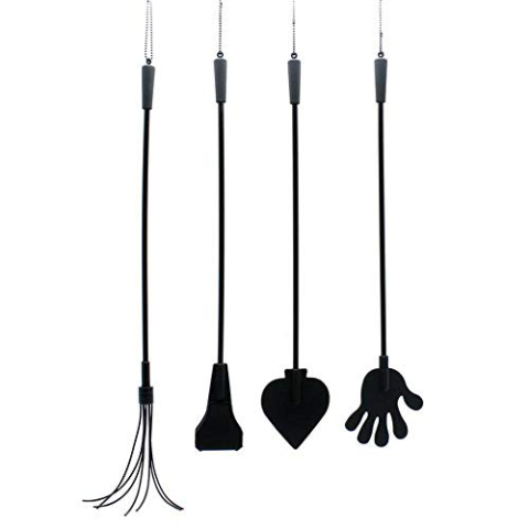 Rimba Latex Play Zweep in de hand Zwart 42 cm