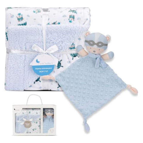 Babycadeauset: blauwe deken "Paracaidista" met doudou