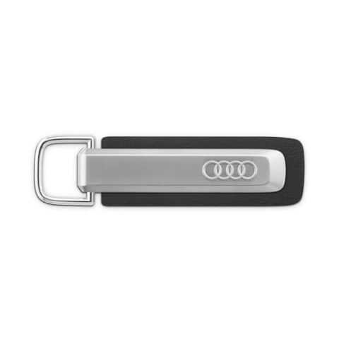 Audi 3182500100 Sleutelhanger, met Audi-ringenlogo, zilver/zwart