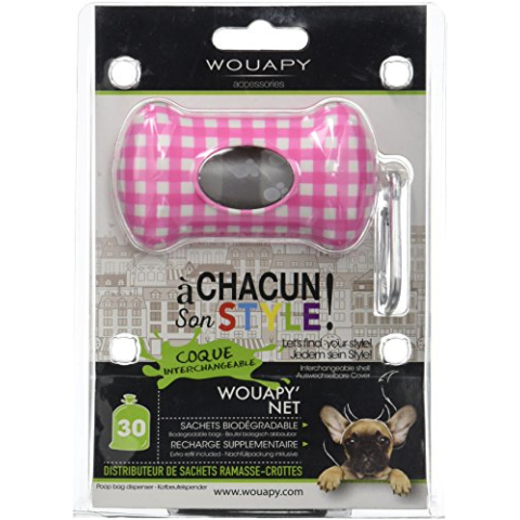 Wouapy Net' gelakte dispenser zak voor honden/katten, pootheffer Vichy