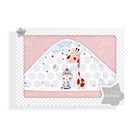 Interbaby badhanddoek met capuchon, 400 g/m2, katoen, 100 x 100 cm, roze